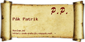 Pák Patrik névjegykártya